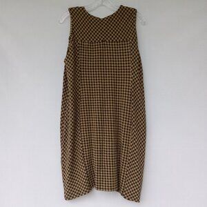 J.Jill Sheath Dress Black and Tan Check Ponte Knit Print‎ Sleeveless Size L